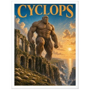 Carte Postale Cyclope, monstre de fantasy gothique