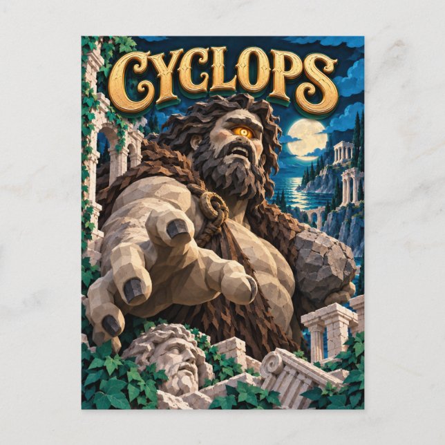 Carte Postale Cyclope, Monstre de Papier Découpé (Devant)