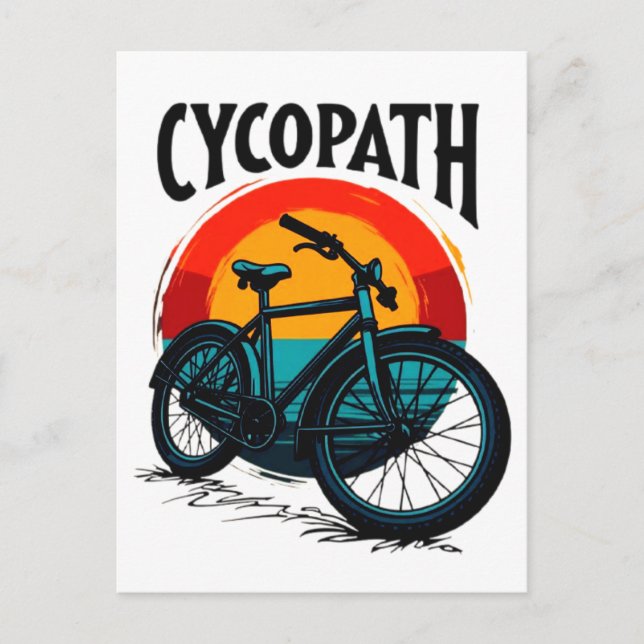 Carte Postale Cycopath : Vélo énergétique avec le soleil couchan (Devant)