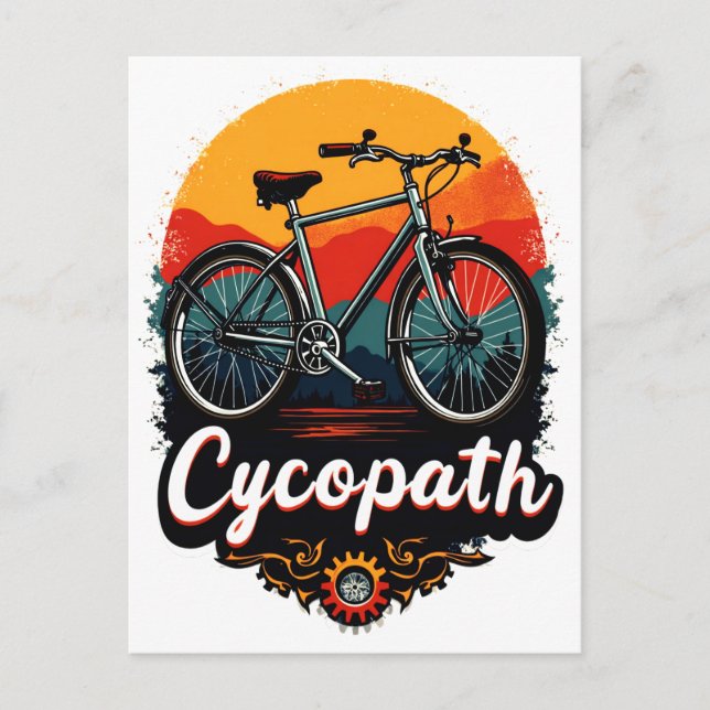 Carte Postale Cycopaure : Vélo énergétique et soleil couchant Gr (Devant)