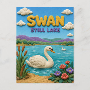 Carte Postale Cygne, Art en argile de lac calme