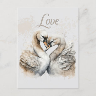 Carte Postale Cygnes Amoureux Mariage Romantique 