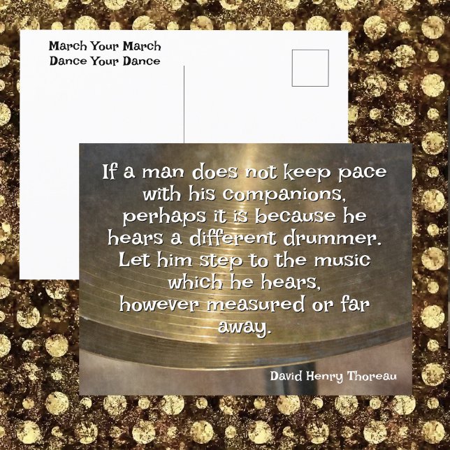 Carte Postale Cymbale de citation de Thoreau, batteur différent (Créateur téléchargé)