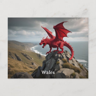Carte Postale Cymru Pays de Galles Dragon Rouge / Y Ddraig Goch