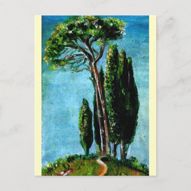 CARTE POSTALE CYPRÈS ET PINS MÉDITERRANIEN EN TOSCANE (Devant)