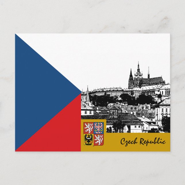 Carte postale Czechia, Prague & Tchèque Drapeau /p (Devant)