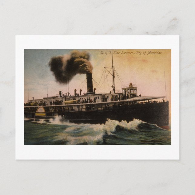 Carte Postale D&C Line Steamer Ville de Mackinac (Devant)