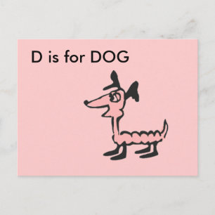 Carte Postale "D" est pour Dog Alphabet Flashcard