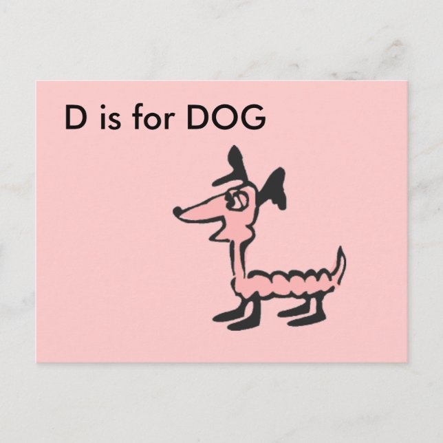 Carte Postale "D" est pour Dog Alphabet Flashcard (Devant)