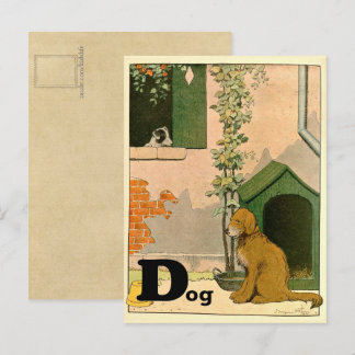 Carte Postale D est pour Dog Golden Retriever et Terrier Alphabe