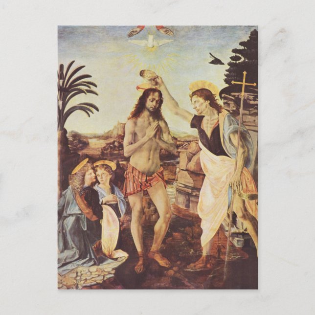 Carte Postale Da Vinci Leonardo - Le Baptême du Christ (Devant)