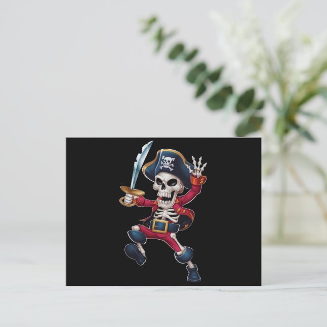 Carte Postale Dabbing Skeleton Pirate Halloween Jolly roger pour (Debout devant)
