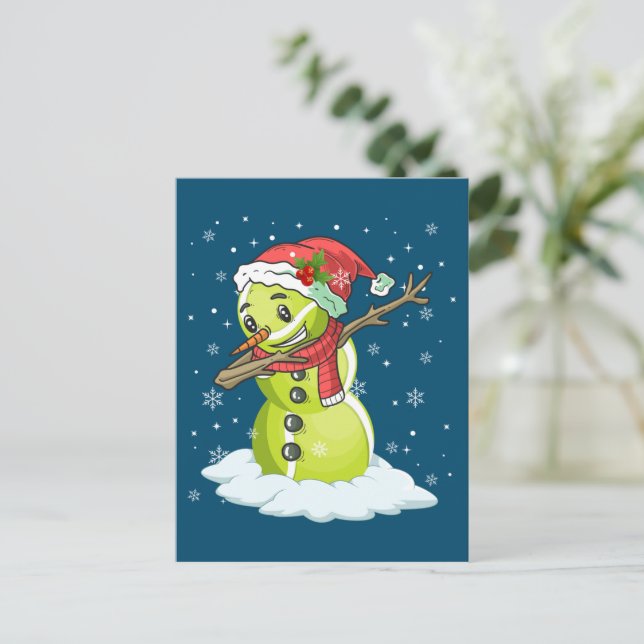 Carte Postale Dabbing Snowman Tennis Ball Tee Noël Noël Noël (Debout devant)