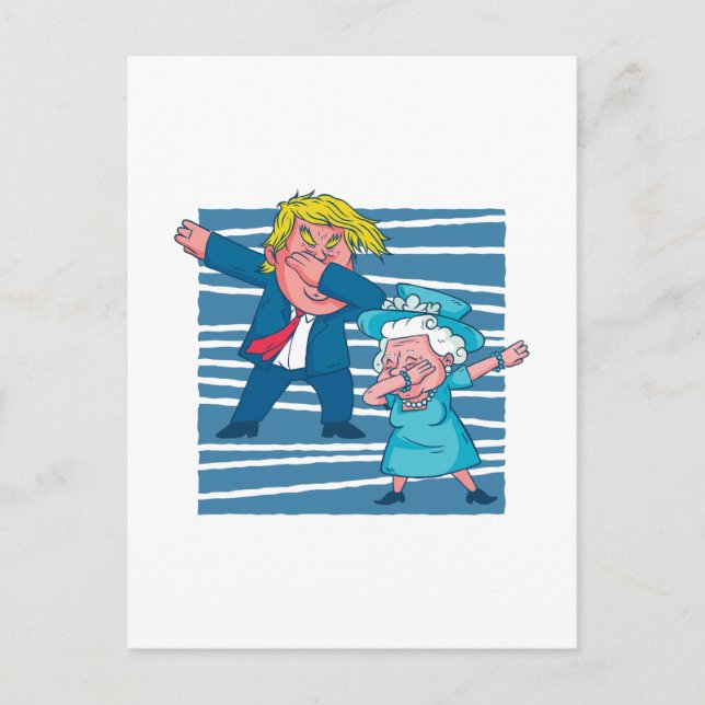 Carte Postale Dabbing Trump Queen England Caricature graphique (Devant)