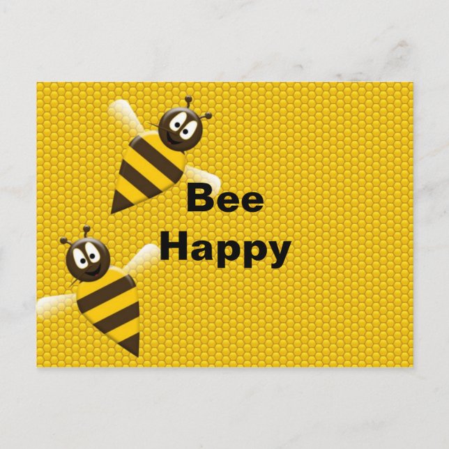 Carte postale d'abeille heureuse bourdon (Devant)