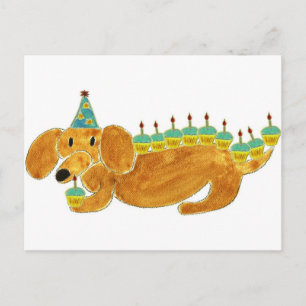 Carte Postale Dachshund 10 Cupcakes