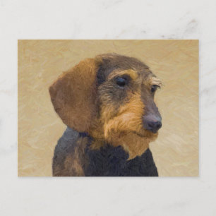 Carte Postale Dachshund (À poils durs) Peinture Chien Art origin