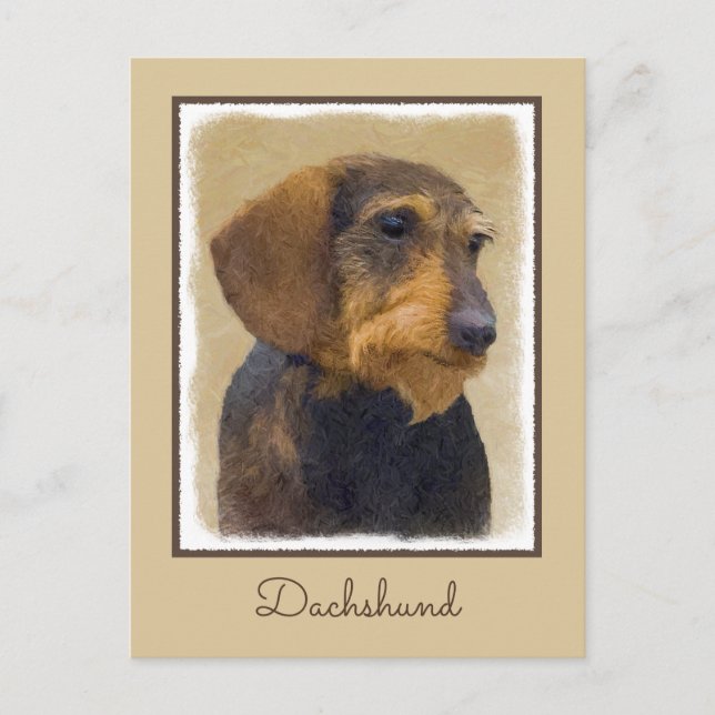Carte Postale Dachshund (À poils durs) Peinture Chien Art origin (Devant)