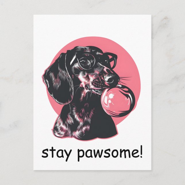 Carte Postale Dachshund avec lunettes et gomme à bulles personna (Devant)