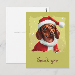 Carte Postale Dachshund avec tenue du Père Noël - Noël 1