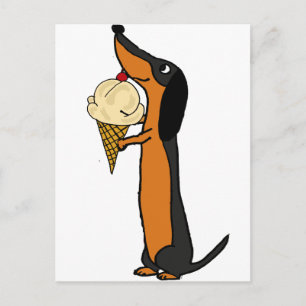 Carte Postale Dachshund Chien Donnant De La Crème De Glace