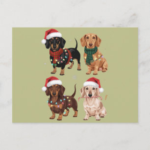 Carte Postale Dachshund Christmas Chien Maman Lover Noël Cadeau