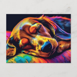 Carte Postale Dachshund coloré dormant