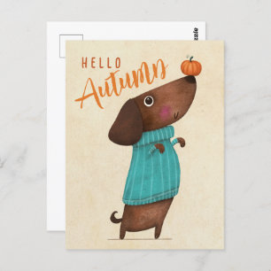 Carte Postale Dachshund Dachshund AutomneHalloween Automne