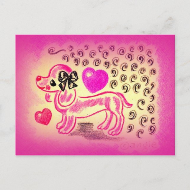 Carte Postale Dachshund d'amour mignon (Devant)