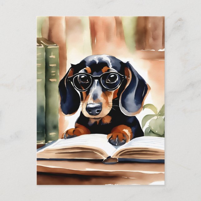 Carte Postale Dachshund en aquarelle (Devant)
