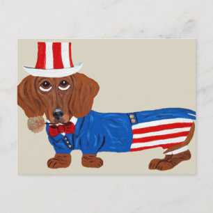 Carte Postale Dachshund en costume d'Oncle Sam