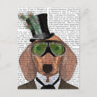 Dachshund Green Gogges Top Hat