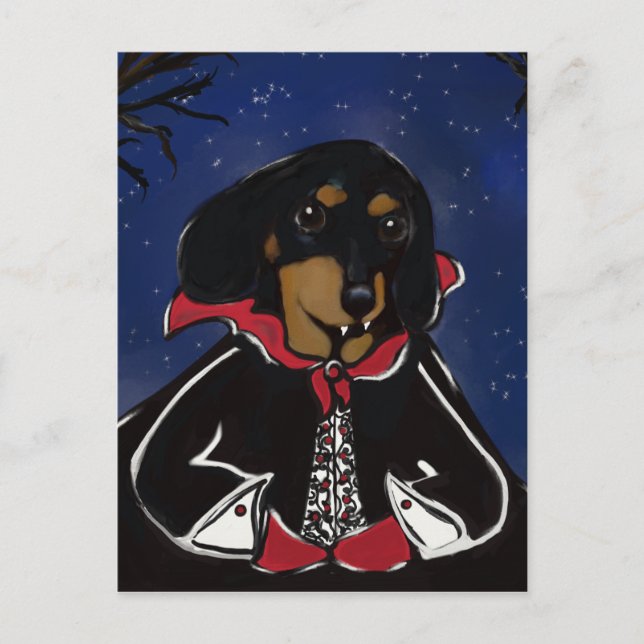 Carte Postale Dachshund Halloween (Devant)