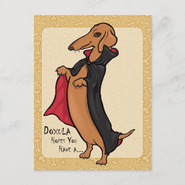 Carte Postale Dachshund Halloween Vampire (Devant)