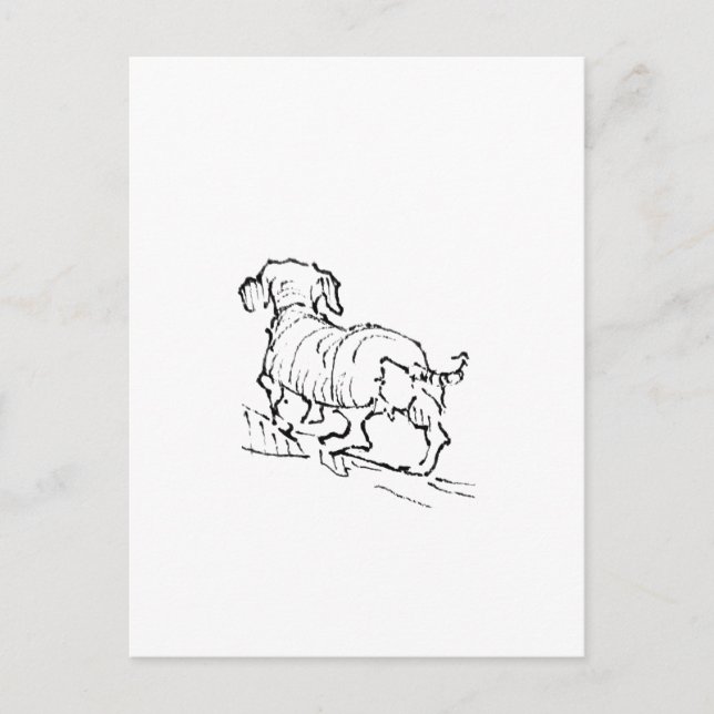Carte Postale Dachshund heureux – Illustration de chien saucisse (Devant)