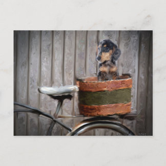 Carte Postale Dachshund In a Basket PostcardMagnet