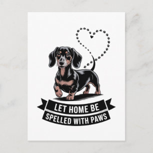 Carte Postale Dachshund Laissez Maison Être Écrit Avec Les Patte