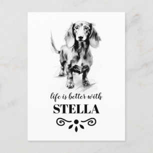 Carte Postale Dachshund Life est meilleur avec le nom de chien p