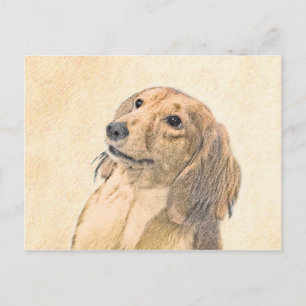 Carte Postale Dachshund (Longhaerien) Peinture - Art Chien origi