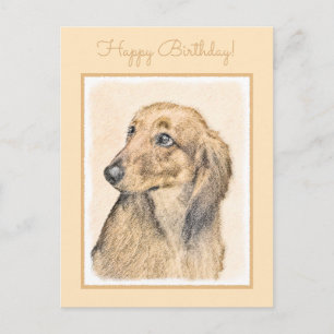 Carte Postale Dachshund (Longhaerien) Peinture - Art Chien origi