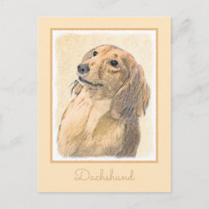 Carte Postale Dachshund (Longhaerien) Peinture - Art Chien origi