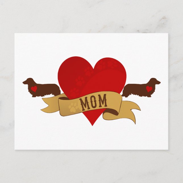 Carte Postale Dachshund Mom [Style tatouage] (Devant)