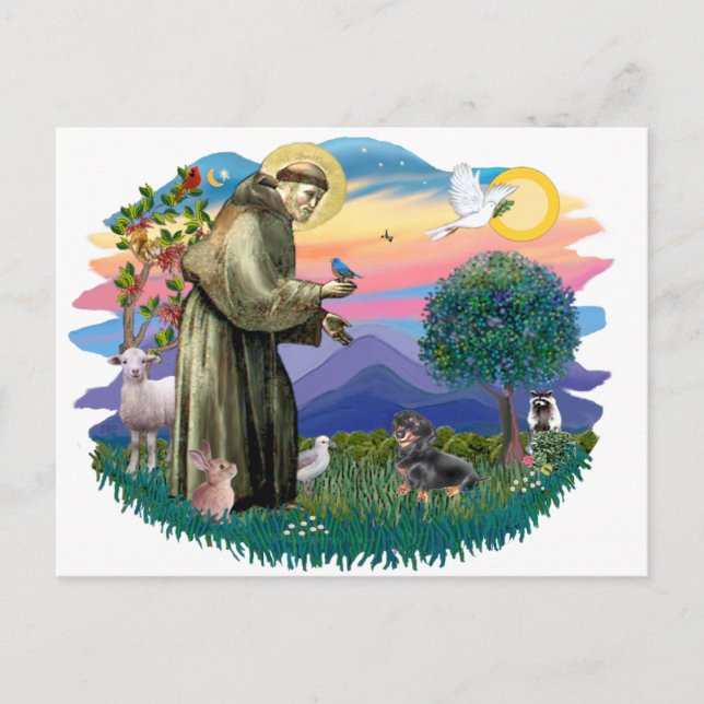 Carte Postale Dachshund (noir et feu) (Devant)