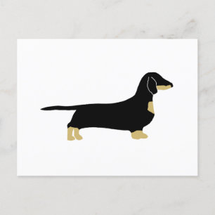 Carte Postale dachshund noir et silhouette tan