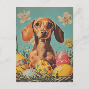 Carte Postale Dachshund Pâques Vintages