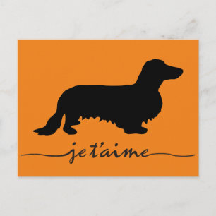 Carte Postale Dachshund Poil Long - Silhouette 1
