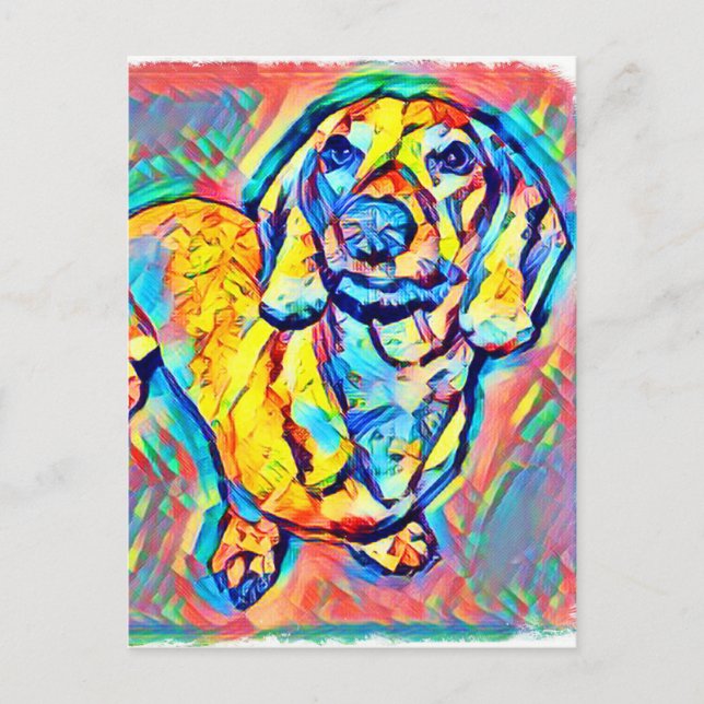 Carte Postale Dachshund Pop Art coloré (Devant)