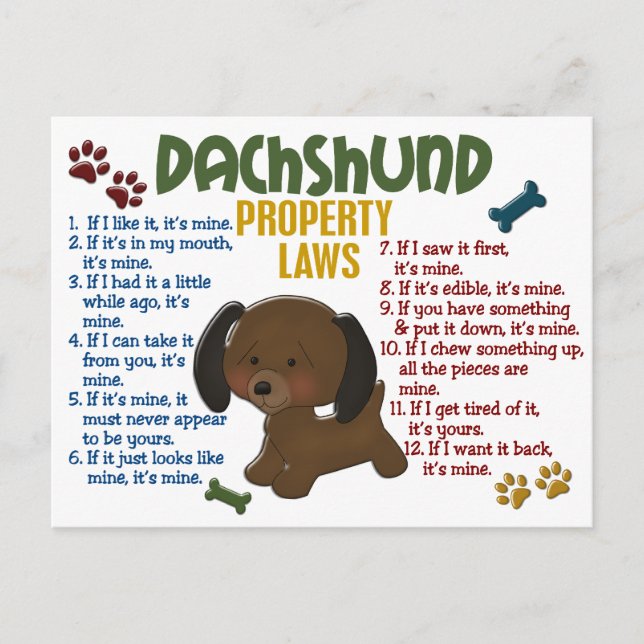 Carte Postale Dachshund, propriété Lois 4 (Devant)