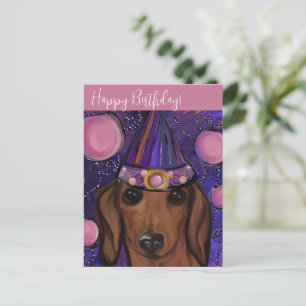 Carte Postale Dachshund rouge        