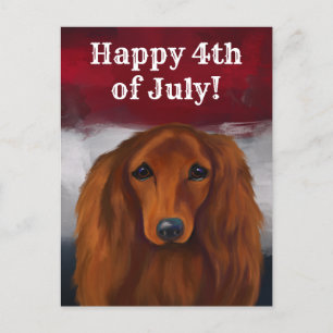 CARTE POSTALE DACHSHUND ROUGE